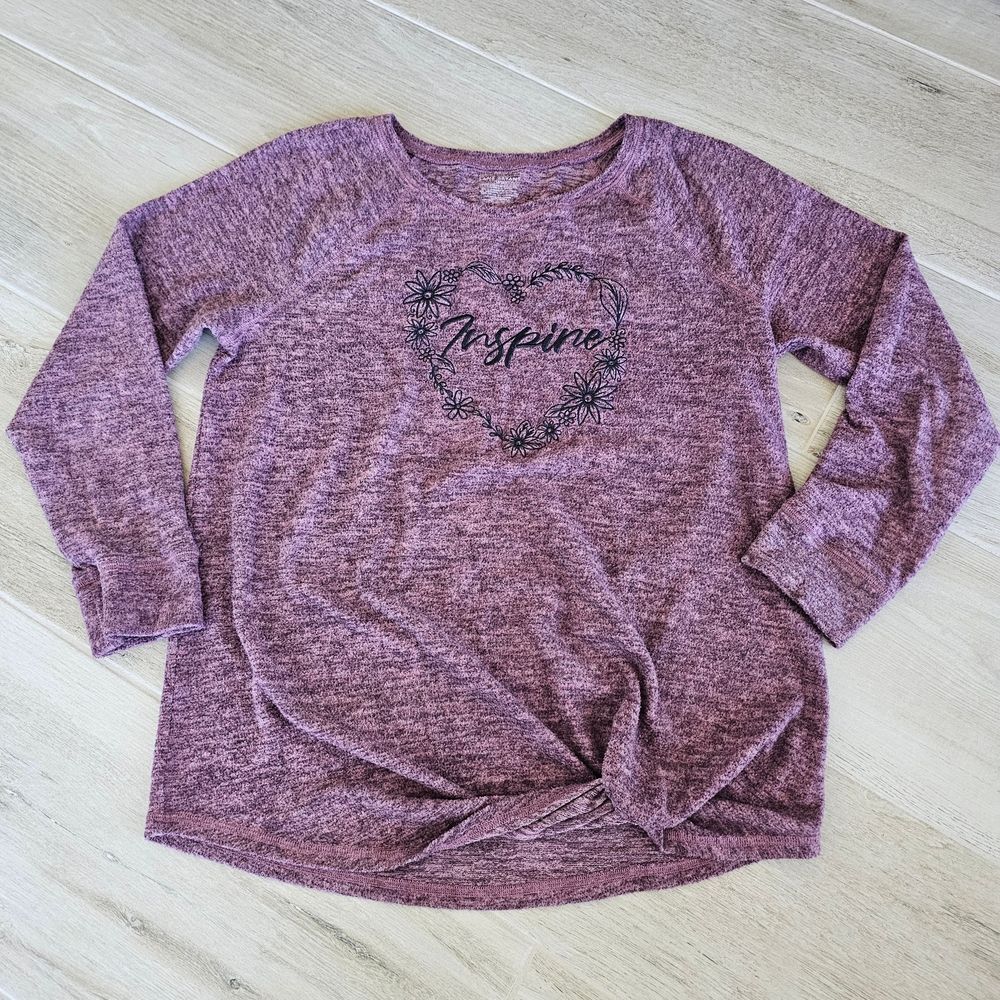 Lane Bryant Heathered Purple Embroidered Inspire Sweatshirt Size 14 16